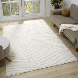 Desire Rugs Aya Cream Embossed Waves Rug 120 x 170cm - Wilko - thumbnail 3