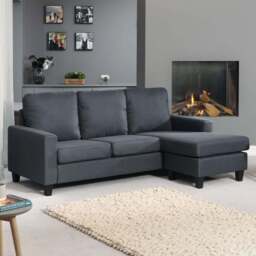 Modbury 3 Seater Dark Grey Reversible Corner Sofa - Artemis Home - Wilko - thumbnail 1