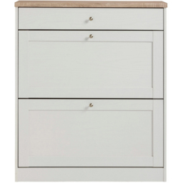 Loft24 HEIDE 2 Flip Door Single Drawer Oak Shoe Cabinet - Size: 103 x 90 x 25cm - White - Wilko - thumbnail 4