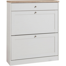 Loft24 HEIDE 2 Flip Door Single Drawer Oak Shoe Cabinet - Size: 103 x 90 x 25cm - White - Wilko - thumbnail 3