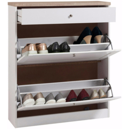Loft24 HEIDE 2 Flip Door Single Drawer Oak Shoe Cabinet - Size: 103 x 90 x 25cm - White - Wilko - thumbnail 5