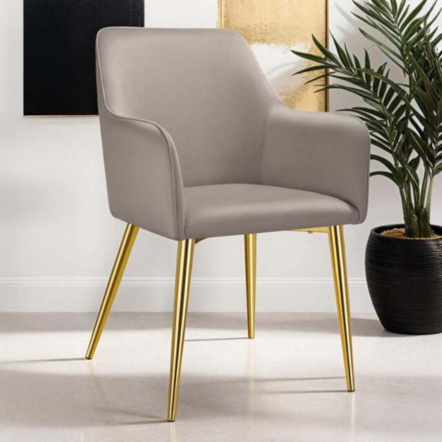 tectake Avane Set of 4 Taupe Velvet Look Padded Dining Chair - Grey - Wilko - image 1
