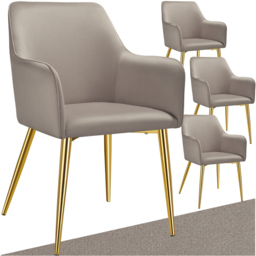 tectake Avane Set of 4 Taupe Velvet Look Padded Dining Chair - Grey - Wilko - thumbnail 3