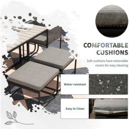 Outsunny 10 Seater Grey Rattan Garden Dining Set with Cushion - Wilko - thumbnail 6