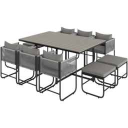 Outsunny 10 Seater Grey Rattan Garden Dining Set with Cushion - Wilko - thumbnail 3