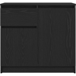 vidaXL 2 Door Single Drawer Black Oak Wooden Sideboard - Size: 65 x 71 x 35cm - Wilko - thumbnail 4
