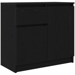 vidaXL 2 Door Single Drawer Black Oak Wooden Sideboard - Size: 65 x 71 x 35cm - Wilko - thumbnail 3