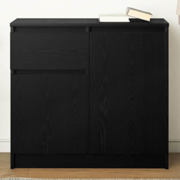 vidaXL 2 Door Single Drawer Black Oak Wooden Sideboard - Size: 65 x 71 x 35cm - Wilko
