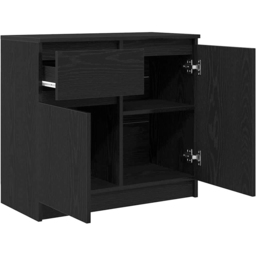 vidaXL 2 Door Single Drawer Black Oak Wooden Sideboard - Size: 65 x 71 x 35cm - Wilko - thumbnail 6