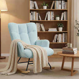 Alivio Blue Teddy Plush High Backrest Rocking Chair - Size: 68 x 52 x 95cm - Wilko - thumbnail 4