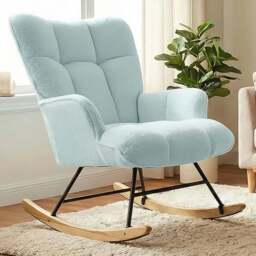 Alivio Blue Teddy Plush High Backrest Rocking Chair - Size: 68 x 52 x 95cm - Wilko - thumbnail 1