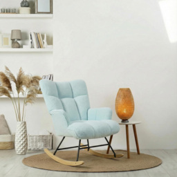 Alivio Blue Teddy Plush High Backrest Rocking Chair - Size: 68 x 52 x 95cm - Wilko - thumbnail 6