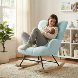 Alivio Blue Teddy Plush High Backrest Rocking Chair - Size: 68 x 52 x 95cm - Wilko - thumbnail 7