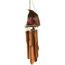 Acacia Home Happy Buddha Wind Chime 30cm - Size: 50.0 cm x 30.0 cm x 7.0 cmcm - Brown - Wilko