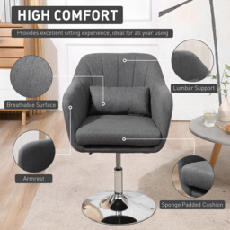 Portland Dark Grey Vanity Swivel Armchair with Adjustable Height - Size: Single - Wilko - thumbnail 6