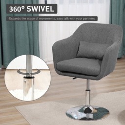 Portland Dark Grey Vanity Swivel Armchair with Adjustable Height - Size: Single - Wilko - thumbnail 5