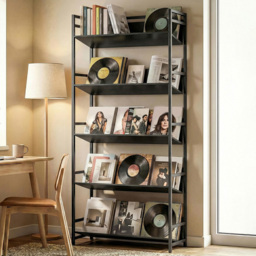 Portland 5 Shelf Black Anti Slip Bookcase - Wilko - thumbnail 1