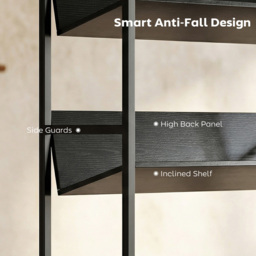 Portland 5 Shelf Black Anti Slip Bookcase - Wilko - thumbnail 6