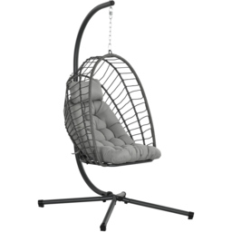 Outsunny Grey Rattan Swing Egg Chair with Cushions - Size: 1 Seater - Wilko - thumbnail 3