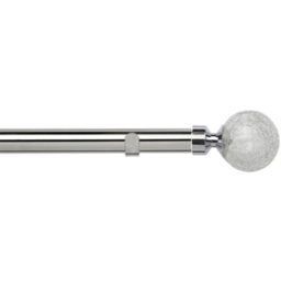 New Edge Blinds 90cm Fixed Length Chrome Eyelet Metal Curtain Pole Set with Crash Finial - Wilko - thumbnail 1