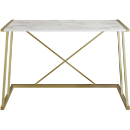 Decorotika Anemon White Marble and Gold Wide Computer Desk - Size: 75 x 120 x 60cm - Multi - Wilko - thumbnail 3