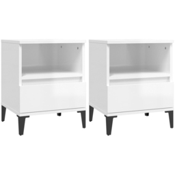 vidaXL Set of 2 Single Drawer Single Shelf High Gloss White Bedside Cabinet - Wilko - thumbnail 3