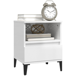 vidaXL Set of 2 Single Drawer Single Shelf High Gloss White Bedside Cabinet - Wilko - thumbnail 5