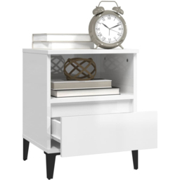vidaXL Set of 2 Single Drawer Single Shelf High Gloss White Bedside Cabinet - Wilko - thumbnail 6