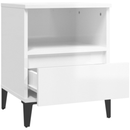 vidaXL Set of 2 Single Drawer Single Shelf High Gloss White Bedside Cabinet - Wilko - thumbnail 4