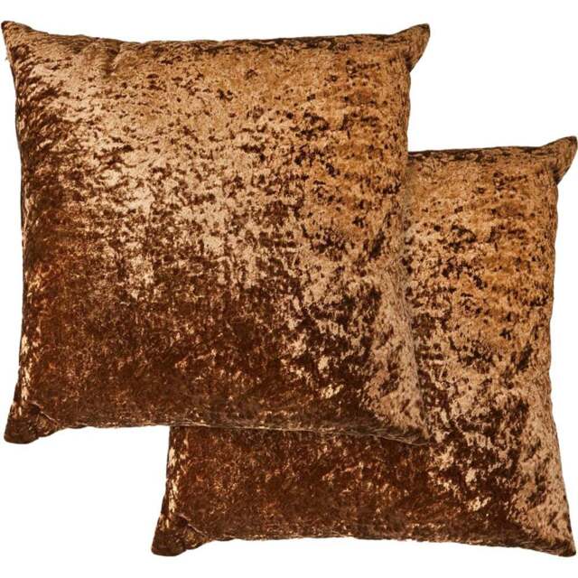 Serene Crushed Velvet Brown Cushion Cover 43 x 43cm - Wilko - image 1