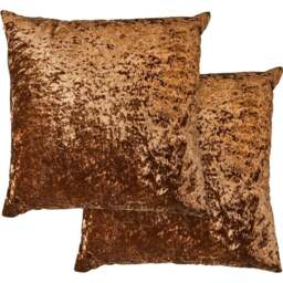 Serene Crushed Velvet Brown Cushion Cover 43 x 43cm - Wilko