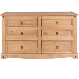 Corona 6 Drawer Antique Wax Wide Chest of Drawers - Brown - Wilko - thumbnail 6