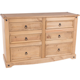 Corona 6 Drawer Antique Wax Wide Chest of Drawers - Brown - Wilko - thumbnail 4