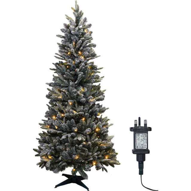 Xmas Haus Pre Lit Frosty Pine Artificial Christmas Tree 6ft - White - Wilko - image 1