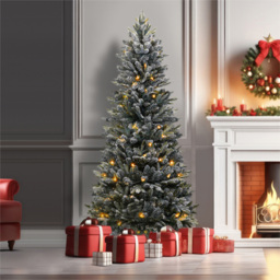 Xmas Haus Pre Lit Frosty Pine Artificial Christmas Tree 6ft - White - Wilko - thumbnail 3
