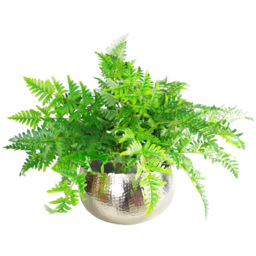 Leaf Hammered Silver Metal Bowl Planter 32 x 20cm - Size: 20 x 30 x 30cm - Wilko - thumbnail 3