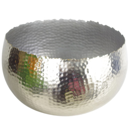 Leaf Hammered Silver Metal Bowl Planter 32 x 20cm - Size: 20 x 30 x 30cm - Wilko - thumbnail 1