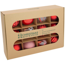 The Christmas Workshop Red Shatterproof Bauble 12 Pack - Wilko - thumbnail 4