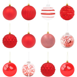 The Christmas Workshop Red Shatterproof Bauble 12 Pack - Wilko - thumbnail 1