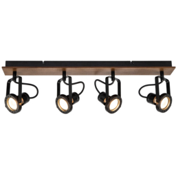 Cosylyte Riverton Matt Black 4 Light Spotlight - Size: 66 x 19 x 10cm - Brown - Wilko - thumbnail 4
