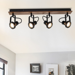 Cosylyte Riverton Matt Black 4 Light Spotlight - Size: 66 x 19 x 10cm - Brown - Wilko - thumbnail 3