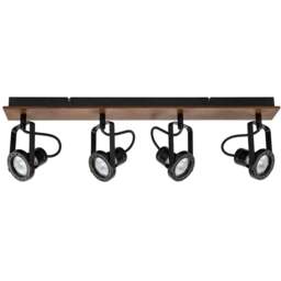 Cosylyte Riverton Matt Black 4 Light Spotlight - Size: 66 x 19 x 10cm - Brown - Wilko