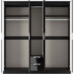 Crowndale Camden 5 Door 2 Drawer Black Gloss and Black Wardrobe Ready Assembled - Black Gloss & Black - Wilko - thumbnail 7