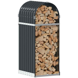 vidaXL Anthracite Galvanised Steel Firewood Log Holder 100 x 40 x 45cm - Grey - Wilko - thumbnail 3