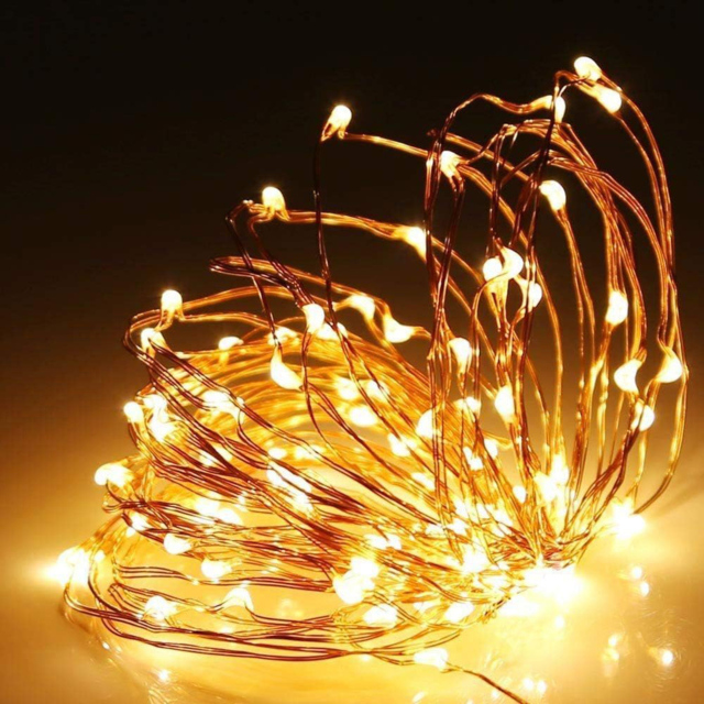 Shatchi 20 Warm White LED Gold Copper Wire Christmas String Light 2m - Size: 6 x 1.5 x 2cm - Yellow - Wilko - image 1