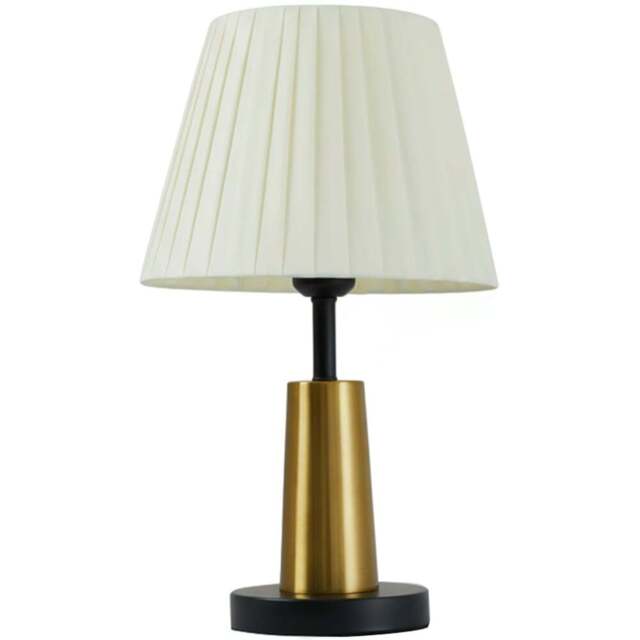 Living and Home Beige Pleated Fabric Shade Black and Gold E27 Table Lamp - Size: 42 x 23 x 23cm - Multi - Wilko - image 1