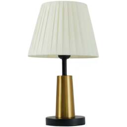 Living and Home Beige Pleated Fabric Shade Black and Gold E27 Table Lamp - Size: 42 x 23 x 23cm - Multi - Wilko - thumbnail 1