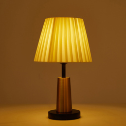 Living and Home Beige Pleated Fabric Shade Black and Gold E27 Table Lamp - Size: 42 x 23 x 23cm - Multi - Wilko - thumbnail 3