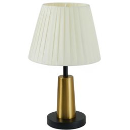 Living and Home Beige Pleated Fabric Shade Black and Gold E27 Table Lamp - Size: 42 x 23 x 23cm - Multi - Wilko - thumbnail 4