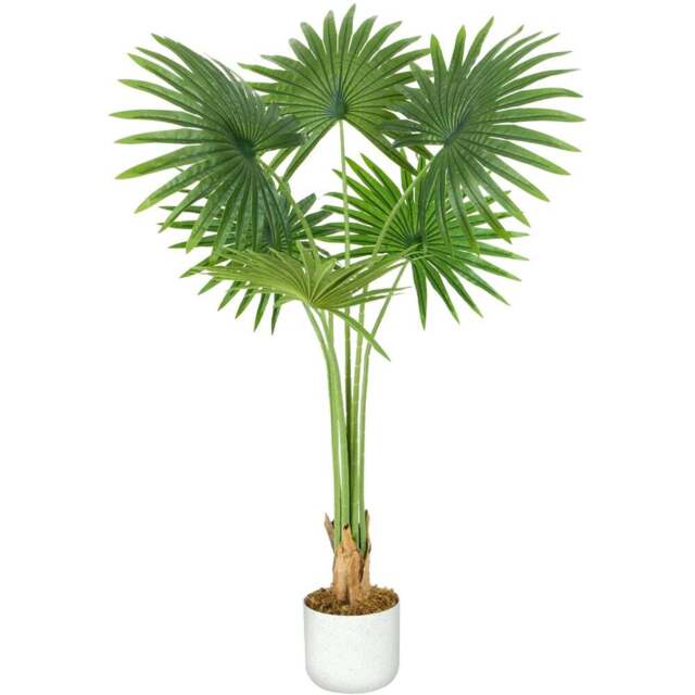 Fan Palm Tree Indoor Artificial Plant 100cm - Size: 100 x 30 x 30cm - Green - MCC - Wilko - image 1